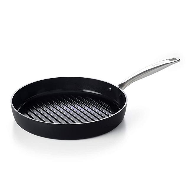 GreenPan Prime Midnight Healthy Ceramic Nonstick, Grill Pan, 11", Black