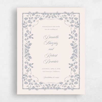 Periwinkle Gray, Grey Wedding Save the Date - Elysia Portrait