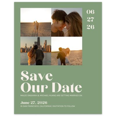 Bright Sage, Green Wedding Digital Save the Date - Vitale Multiphoto