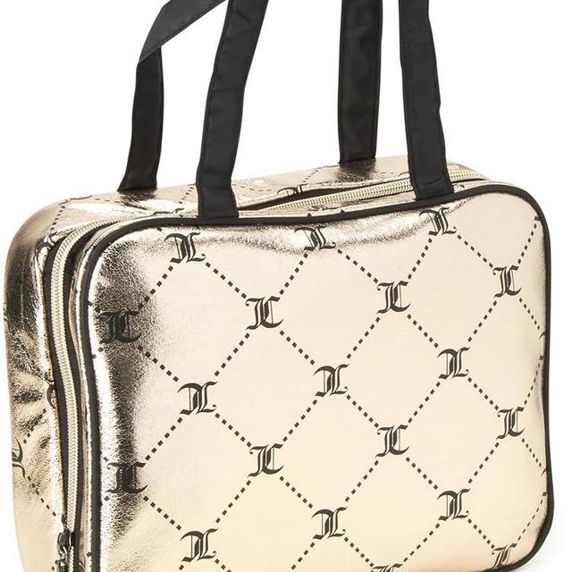 Juicy Couture Women's Cosmetics Bag - Hanging Travel Makeup and Toiletries Weekender Bag, Size One Size, Lattice Logo Print