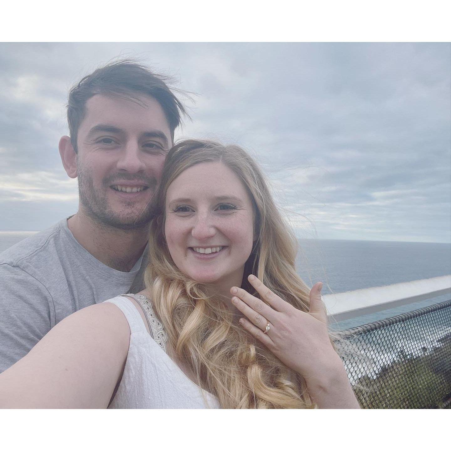 Adam proposed at the light house in Byron Bay on his birthday 19/9/2023