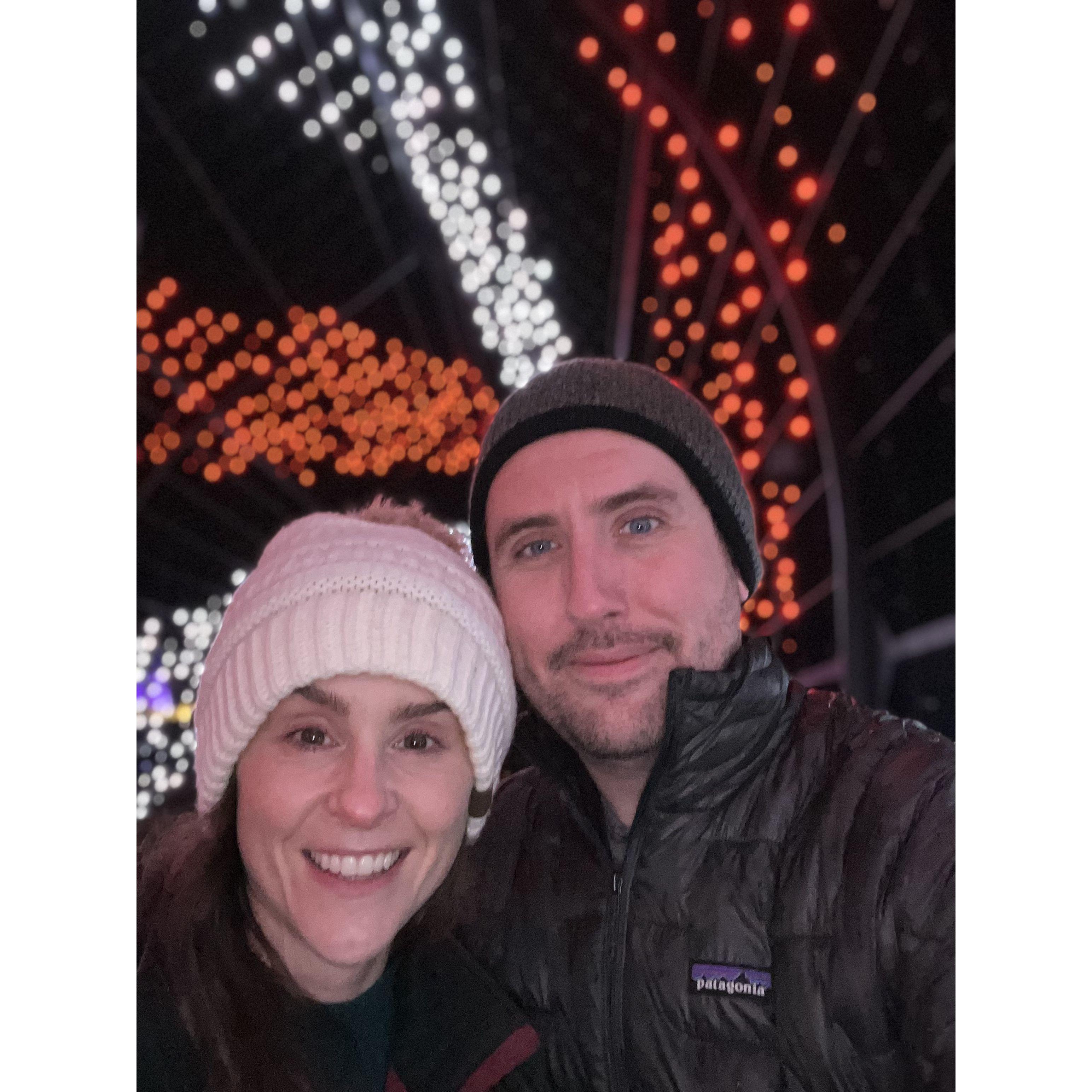 One of our first "real" dates (Longwood Gardens at Christmastime).