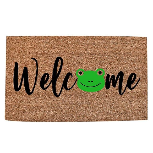 QAZIUY Door Mat Summer Natural Coir Cute Frog Welcome Mat Sale Outdoor Mats for Front Door Seasonal Outdoor Rug Gifts for Outdoor Farmhouse Door Mat Decoration 16x24 Inch