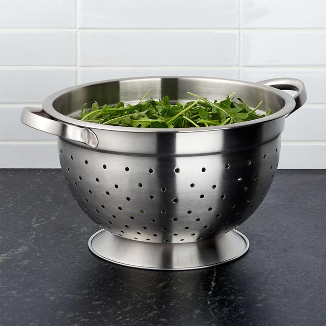 Crate & Barrel Footed Stainless Steel Colander