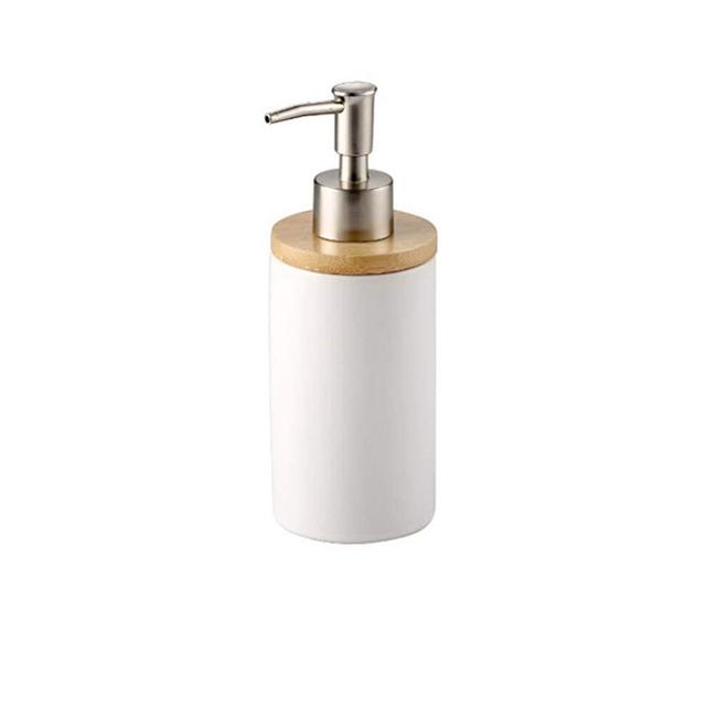 Whiidoom Ceramic Soap Dispenser Stainless Steel Pump for Kitchen and Bathroom Decorative (White)
