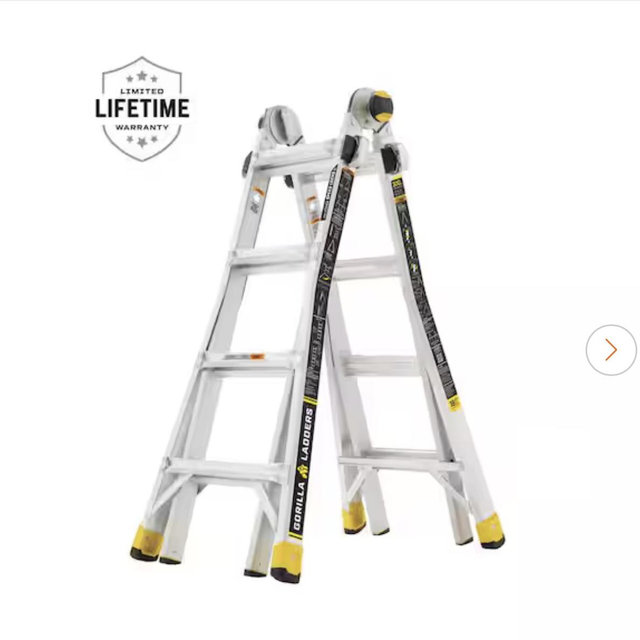 Gorilla Ladders 18 ft Reach Aluminum Multi-Position Ladder with Tool Hangers, 300 lbs. Load Capacity, Type IA Duty Rating GMPXA-18