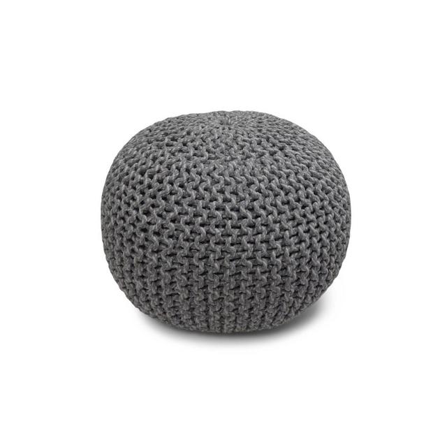 Rigby Contemporary Round Hand Knit Pouf Gray - Wyndenhall