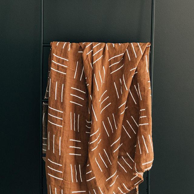 MEBIE Mustard Mudcloth Muslin Swaddle Blanket