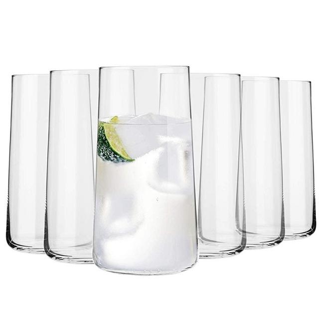 KROSNO Tall Water Juice Drinking Glasses | Set of 6 | 18.3 oz | Avant-Garde Collection | Highball & Tumbler Crystal Glass | Perfect for Home, Restaurants and Parties | Dishwasher and Microwave Safe