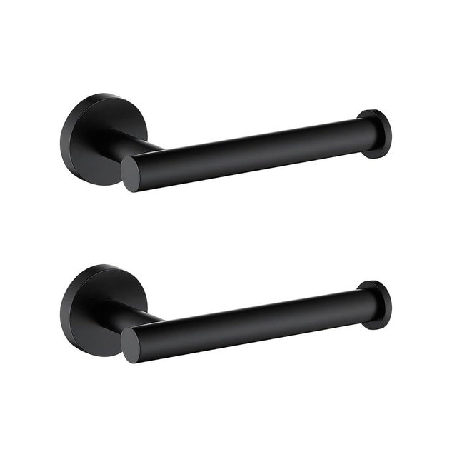 TASTOS Toilet Paper Holder SUS304 Stainless Steel Round Size Matte Black 2 Pack