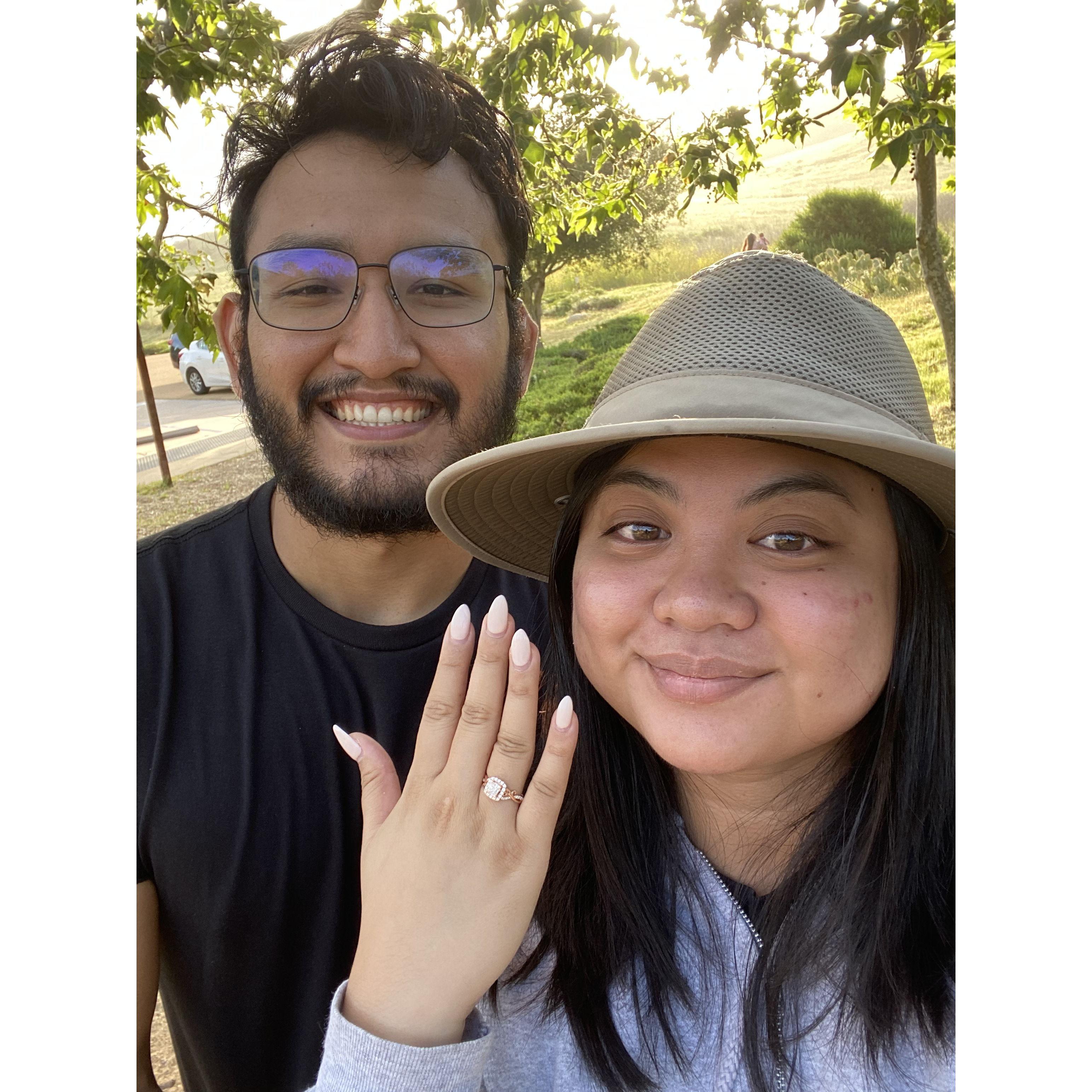 She said "YES!" Us at Bommer Canyon, Irvine after Christian proposed to Leah.