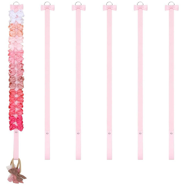 POVETIRE 6PCS Bow Holder Hair Bow Organizer, Hair Clips Storage Bow Holder for Girls Hair Bows, Baby Headband Hair Accessories Organizer Display Wall Hanging for Nursery Decors(Pink)