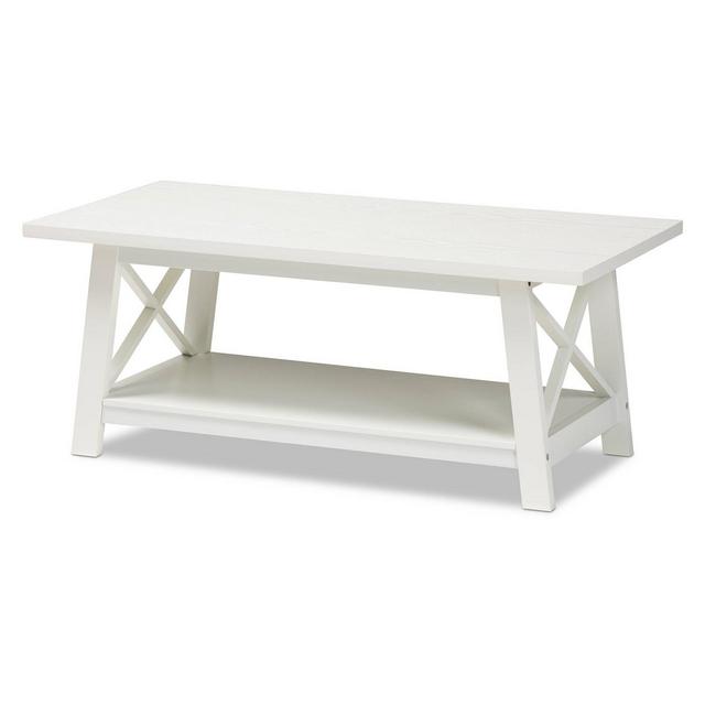 Germain Wood Coffee Table White - Baxton Studio
