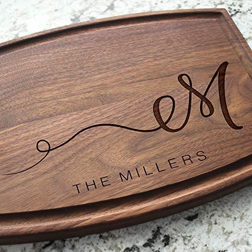 Cursive Monogram Personalized Cutting Board - Engraved Custom Cutting Board, Wedding, Housewarming, Anniversary, Engagement, Closing Gift W-080 GB