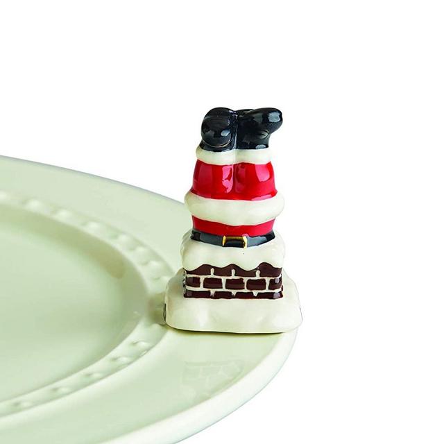 Nora Fleming Hand-Painted Mini: Down The Chimney (Santa Legs) A256
