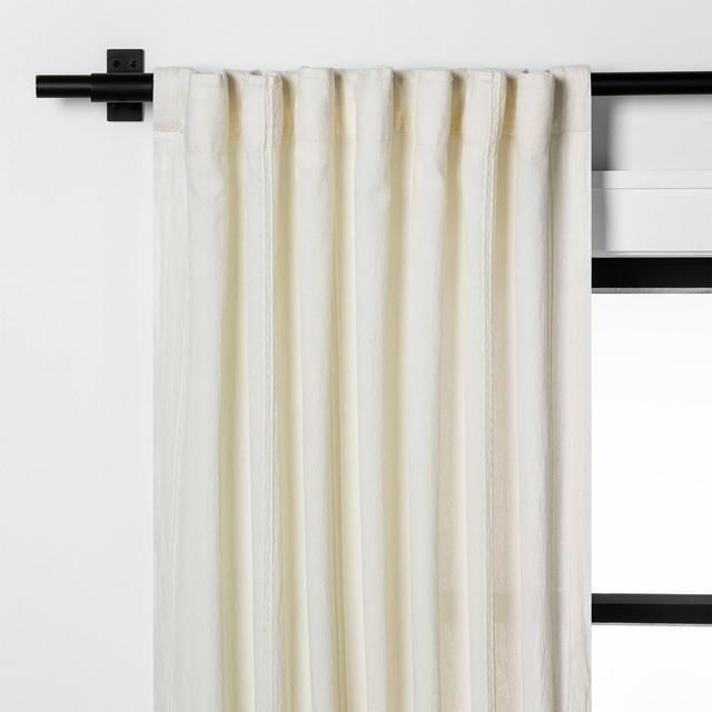 95" Tonal Texture Curtain Panel Sour Cream - Hearth & Hand™ with Magnolia