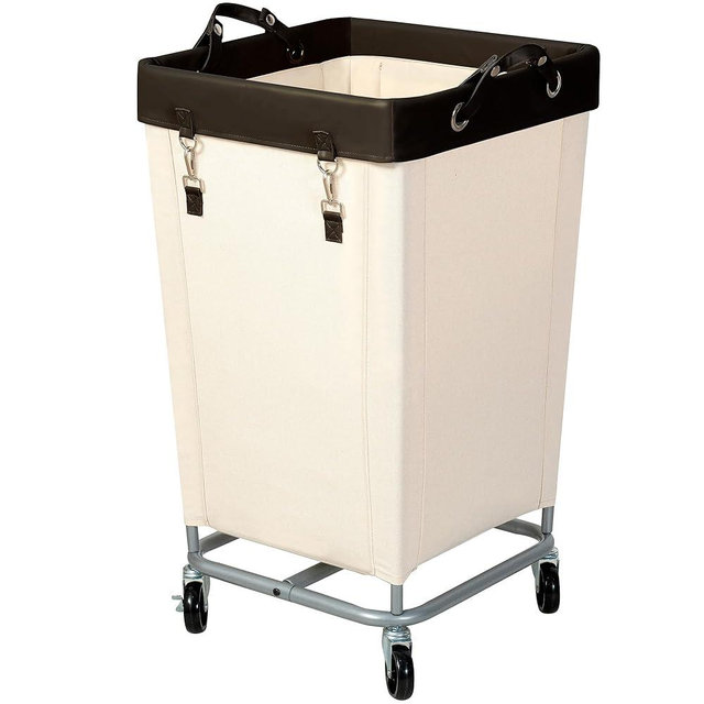 STO STO Laundry Hamper with Wheels, 160L Rolling Laundry Sorter Cart with Heavy Duty Steel Frame, Large Clothes Hamper with Handles for Bedroom, Bathroom, Laundry Room, Beige and Brown
