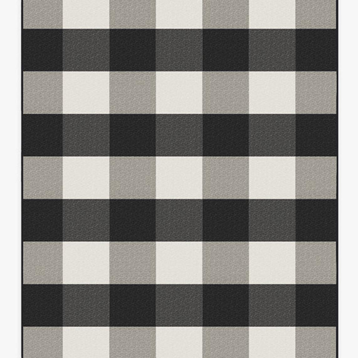 Outdoor Gingham Plaid Black & White Rug