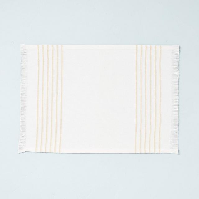 Engineered Tick Stripe Two Tone Placemat Gold - Hearth & Hand™ with Magnolia