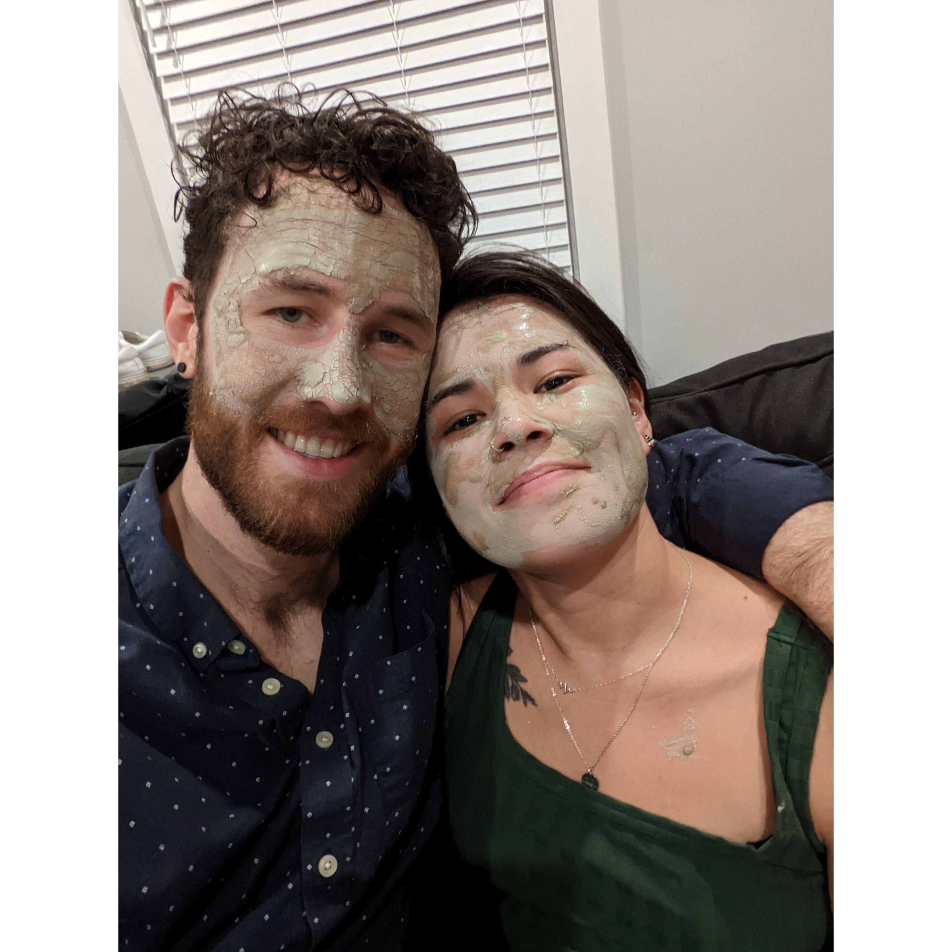 Zach's first face mask - gotta make sure the skin is glowing