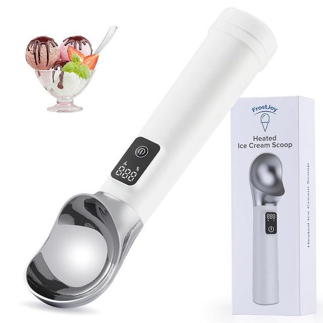 Electric Heated Ice Cream Scoop, Kitchen Gadget with Digital LED Temperature Display for Easy Scooping Rechargeable Scooper Dessert Server 5000mAh USB Powered IP67 Waterproof Kitchen Tool 2 Oz Max158℉