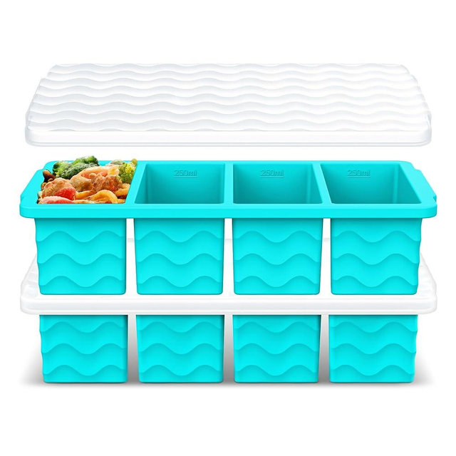 Silicone Freezer Molds for Soup with Lid – 1-Cup Soup Container Style Ice Cube Trays for Freezer, Meal Prep & Food Storage, Freeze 250mL/125mL Portions – 2 Pack