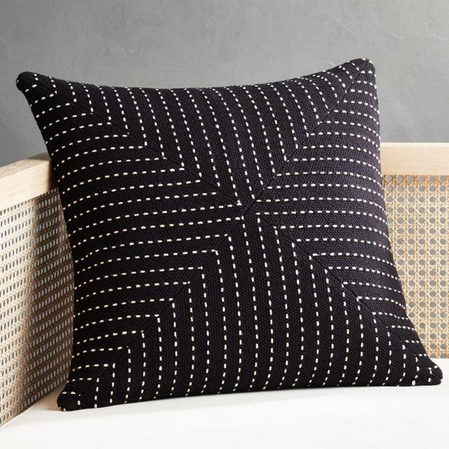 20" Clique Black Pillow with Feather-Down Insert