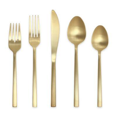 Fortessa® Arezzo 20-Piece Flatware Set in Brushed Gold