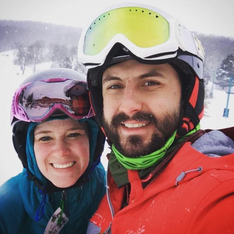 The one and only time I got Andrew to go snowboarding!
