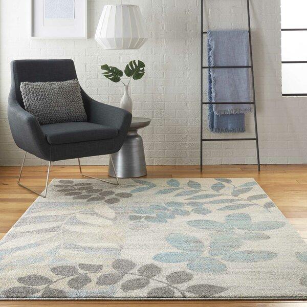 Leeming Floral Ivory/Light Blue Area Rug (6'x9')