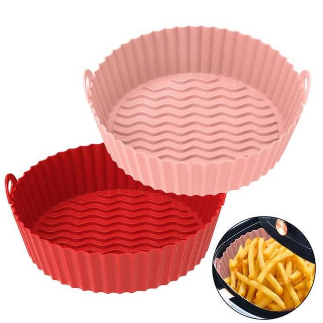 Stron-Dura 2 Pack Air Fryer Liners for 3 to 5 QT, Air Fryer Silicone  Liners, reusable air fryer liners, (grey + pink, 2)