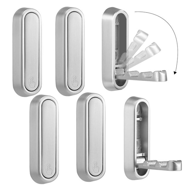Dntorx Folding Coat Hooks, 6 Pcs Foldable Silver Wall Hooks Heavy Duty Foldable Hook Bathroom Towel Hooks Robe Hooks Wall Mounted for Hanging Coat Towels Clothes Hat Bags Keys