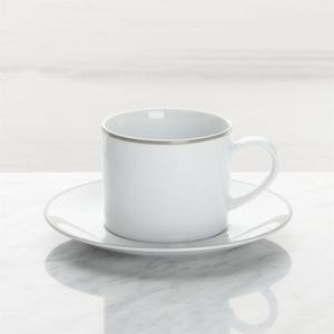 Aspen Grey Band Cups and Saucers, Set of 8
