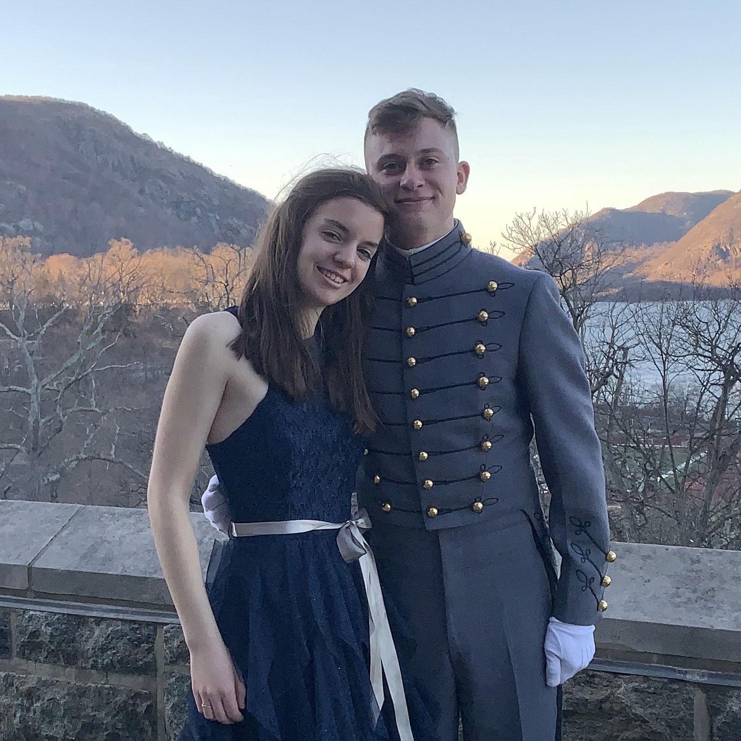 Helena and Alex at West Point during Alex's Plebe-Parent Weekend in March 2020