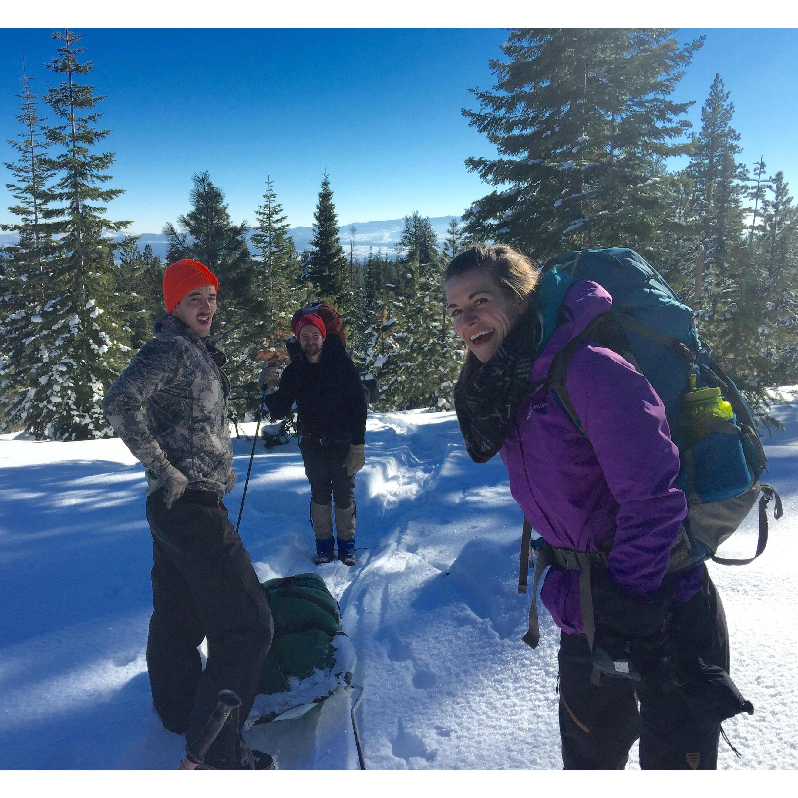 New Year's Eve snow shelter hike.