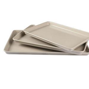 Martha Stewart Gallen 3-Piece Cookie Sheet Set – 13", 15", 17" Baking Pans, Ceramic Nonstick, PFA-Free, Carbon Steel – Oven Safe to 450°F, Warp-Resistant, Easy to Clean - Taupe