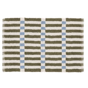 Green Cadence Offset Stripe Flatwoven Bath Mat