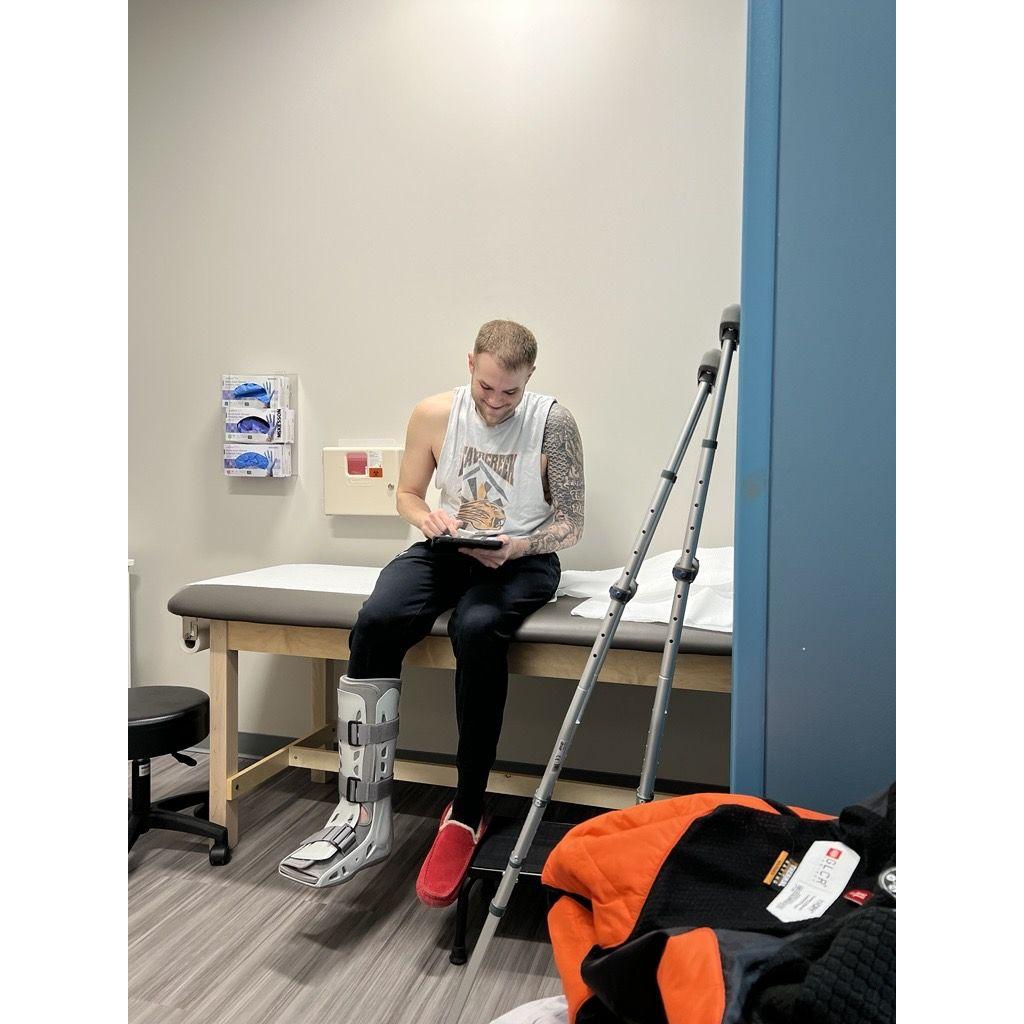 First Injury. (Cameron broke his foot playing basketball!)
