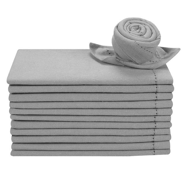 Cotton Cloth Dinner Napkin Set of 12 - Hemstitched 18x18 Inch Decorative Soft Durable Washable Reusable Perfect for Dining Table Décor Farmhouse Christmas Party Wedding & Everyday Use - Ash Grey