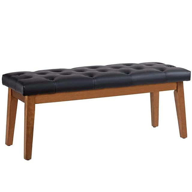 HUIMO Entryway Bench, Dining Leather Bench,Kitchen Leather Seat Dining, Bedroom end of Bench, Ottoman Bench, Living Room Leather Solid Wood Indoor Bench Black