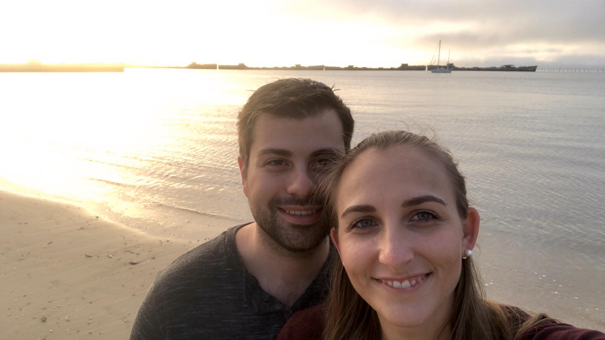 Kiptopeke State Park Oct 2020. Featured behind us are concrete ships that were used during WWII!