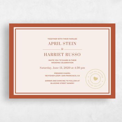 Orange Wedding Invitation - Perch Frame