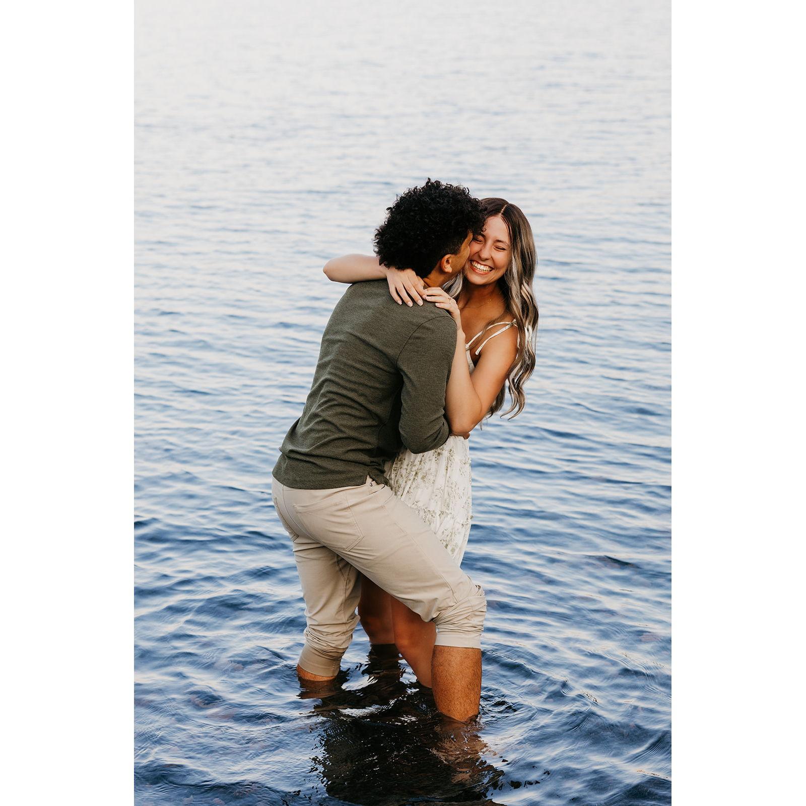 Engagement photo session at Black Beach, Silver Bay...