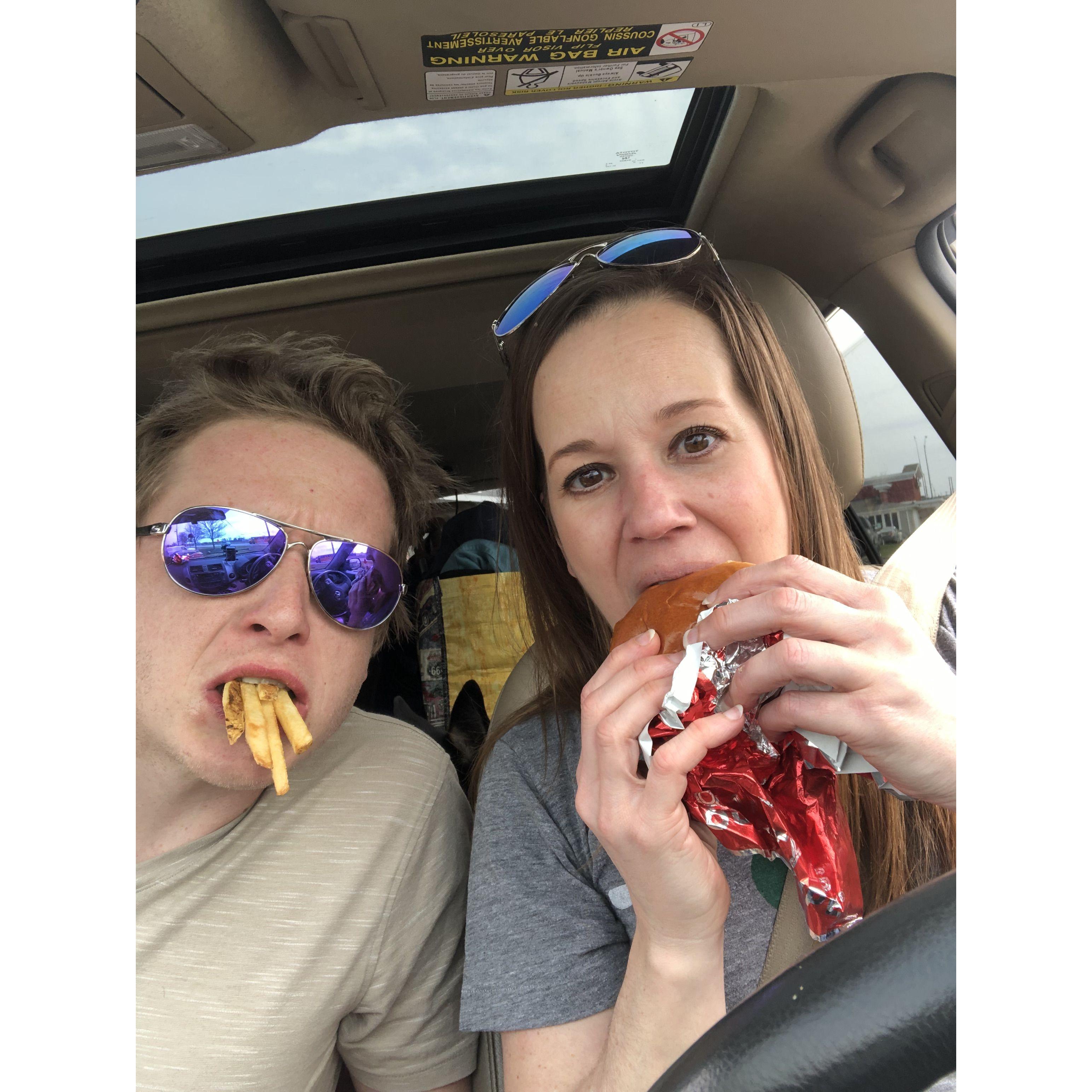 We try really hard not to eat horribly on the road but on occasion we can't help ourselves