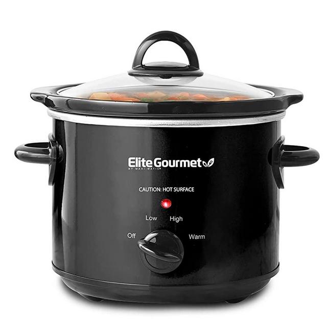Elite Gourmet MST-350B# Electric Oval Slow Cooker, Adjustable Temp, Entrees, Sauces, Stews & Dips, Dishwasher Safe Glass Lid & Crock (3 Quart, Black)