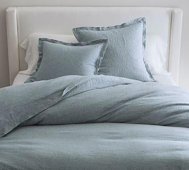 Chambray/Flax Belgian Flax Linen Double Flange Duvet Cover, Full/Queen