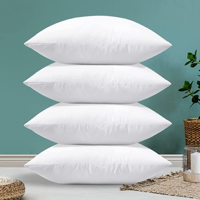 OTOSTAR Pack of 4 Throw Pillow Inserts, 12 x 20 Rectangle Cushion Inner Soft Fluffy Plump Stuffer Cushion Pads White Decorative Pillow Inserts