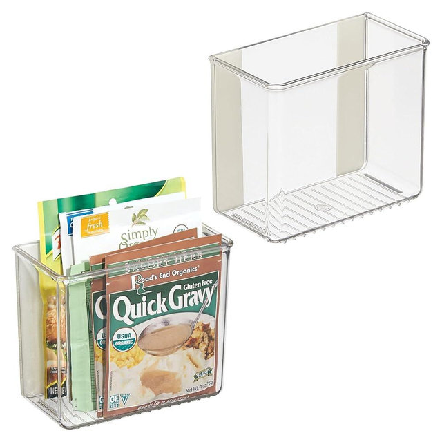 iDesign Adhesive Organizer Bin - Damage-Free Hanging for Kitchen, Bathroom, or Office - Set of 2 - Clear