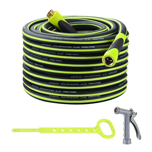 Grace Green Garden Hose,Hybrid 5/8 in.×100FT Water Hose, Both End SwivelGrip, Heavy Duty, Light Weight, Flexible