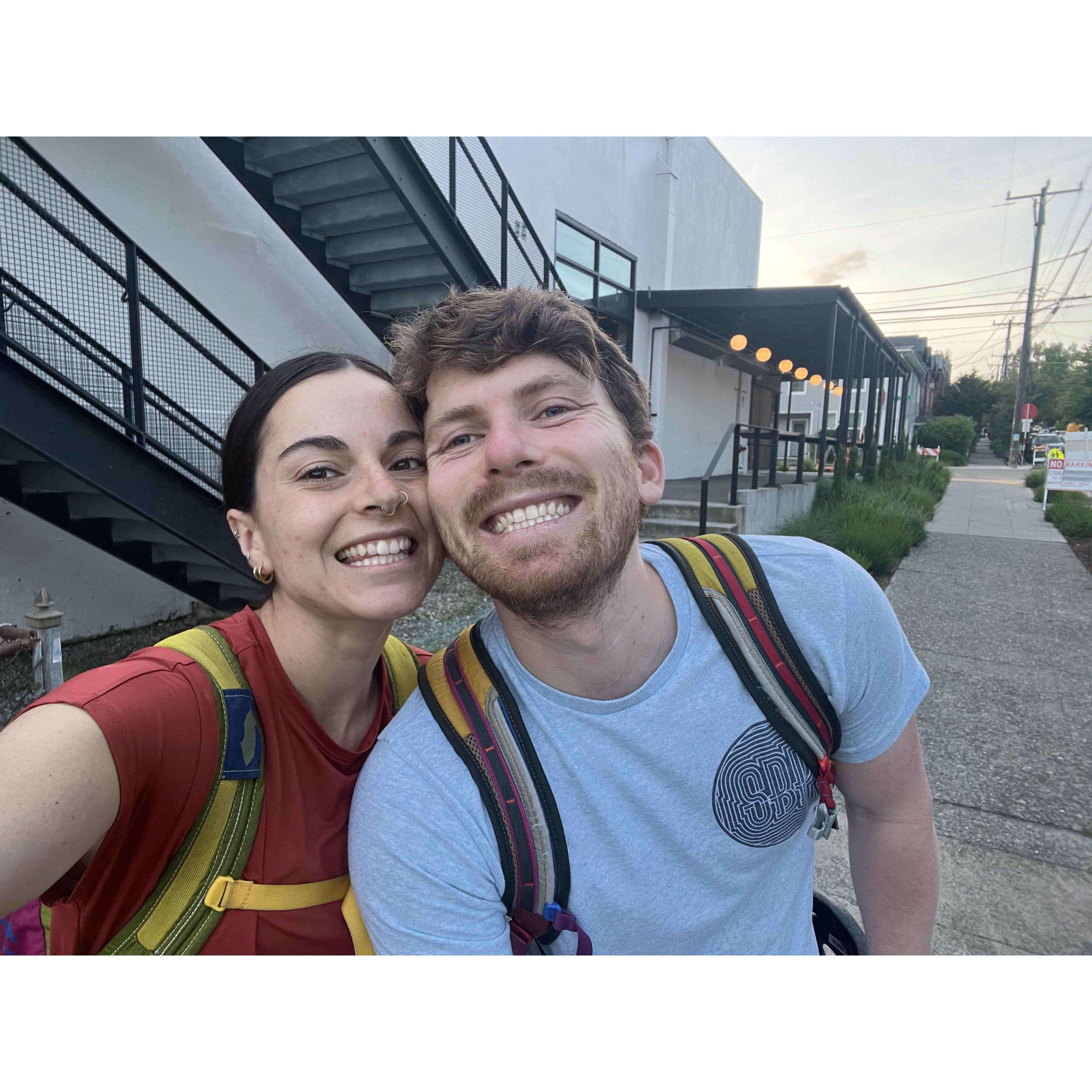 One of our weekly walks home from the climbing gym